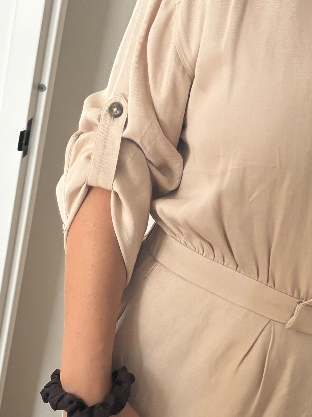 Express Beige Long-Sleeve Blazer Romper - Picture 4 of 5
